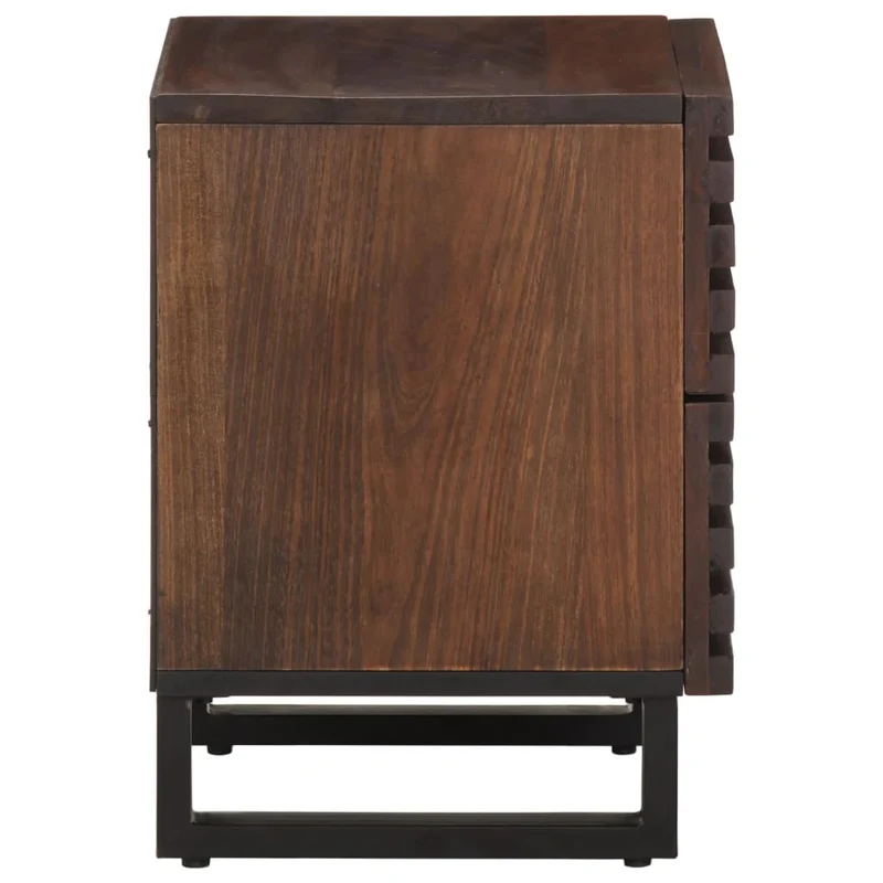 Lot de 2 tables de chevet avec deux tiroirs 40 x 34 x 46 cm bois de manguier marron et acier DEC034796