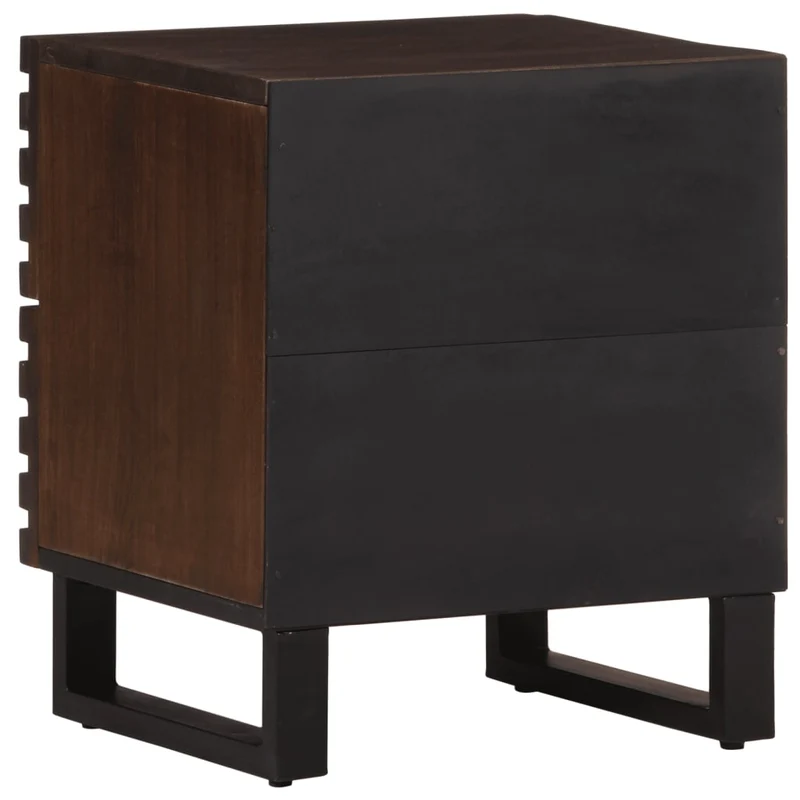 Lot de 2 tables de chevet avec deux tiroirs 40 x 34 x 46 cm bois de manguier marron et acier DEC034796