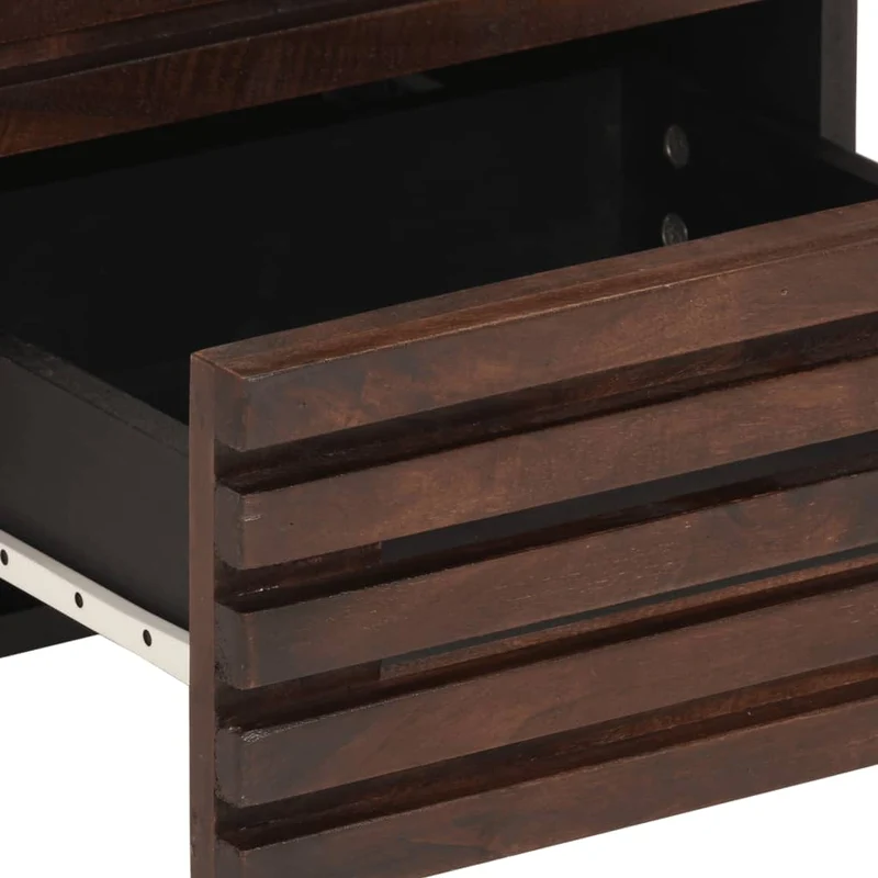 Lot de 2 tables de chevet avec deux tiroirs 40 x 34 x 46 cm bois de manguier marron et acier DEC034796
