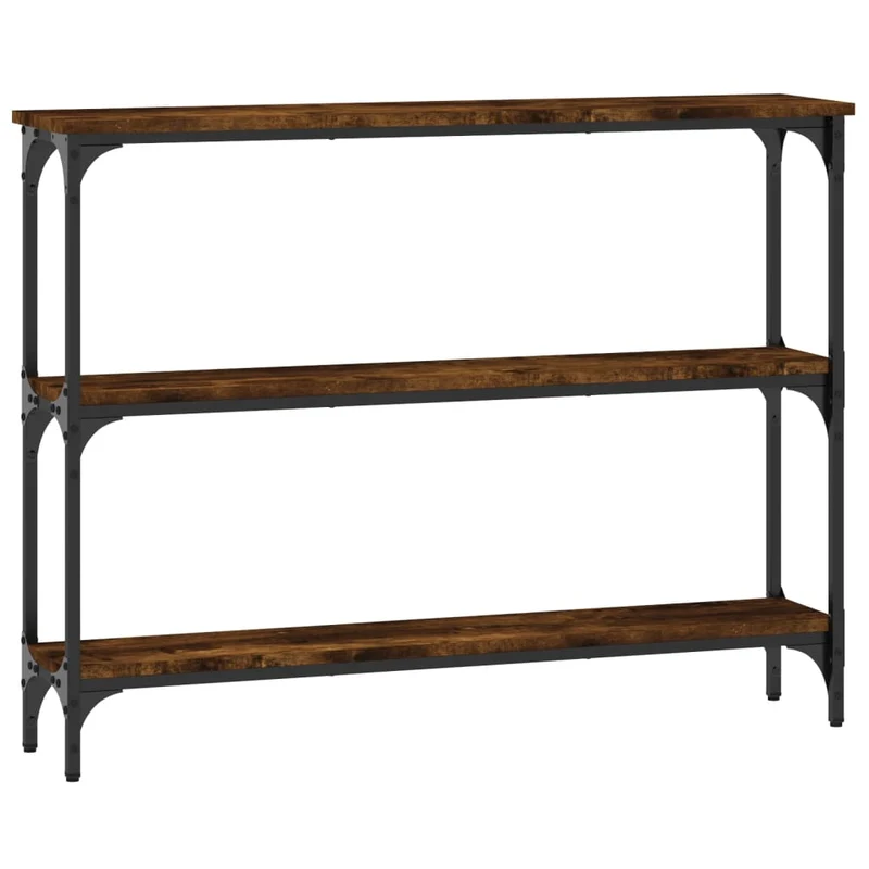 Meuble d'entrée table console design élégant avec étagères 100 x 22,5 x 75 cm bois d'ingénierie marron et métal DEC031751