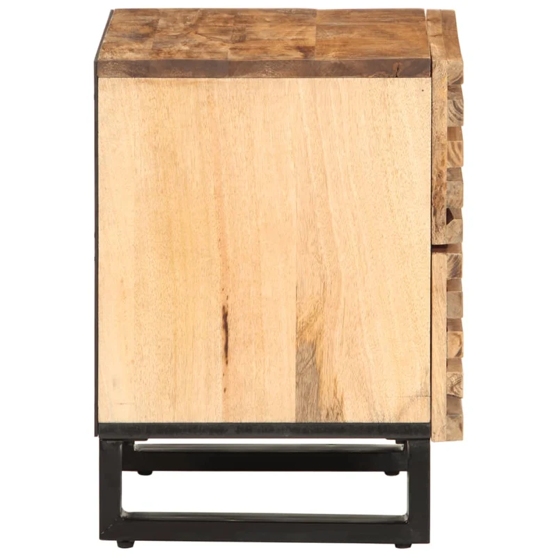 Lot de 2 tables de chevet avec deux tiroirs 40 x 34 x 46 cm bois massif de manguier et acier DEC034801
