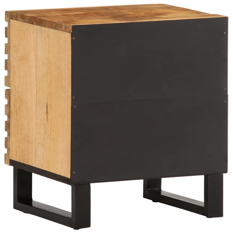 Lot de 2 tables de chevet avec deux tiroirs 40 x 34 x 46 cm bois massif de manguier et acier DEC034801