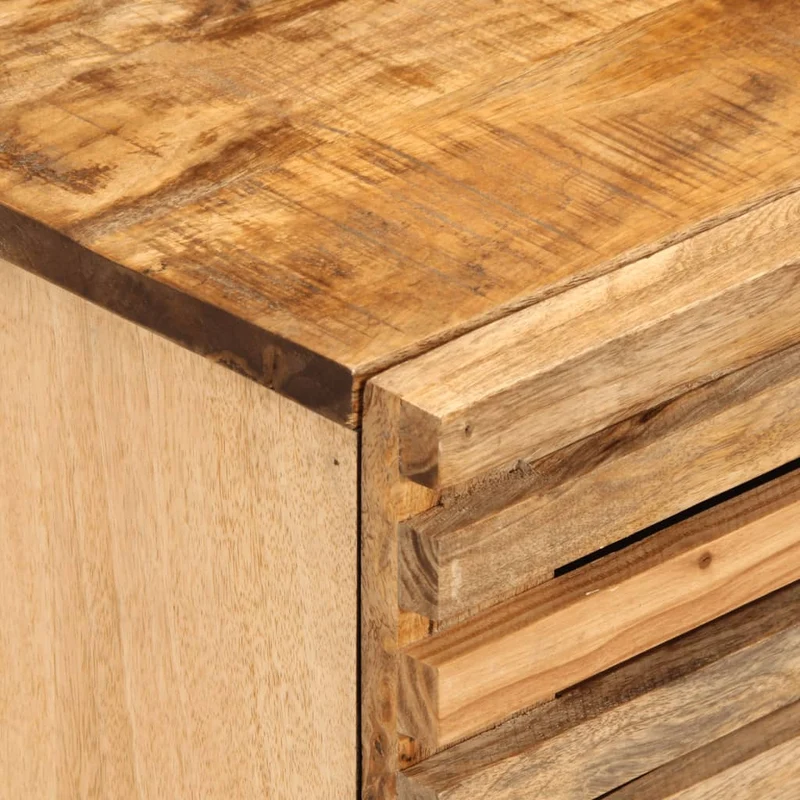 Lot de 2 tables de chevet avec deux tiroirs 40 x 34 x 46 cm bois massif de manguier et acier DEC034801