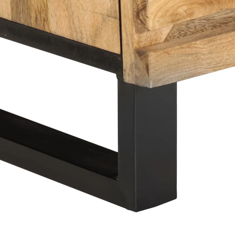 Lot de 2 tables de chevet avec deux tiroirs 40 x 34 x 46 cm bois massif de manguier et acier DEC034801