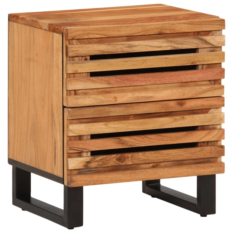 Lot de 2 tables de chevet avec tiroirs 40 x 34 x 46 cm bois d'acacia et fer DEC034792