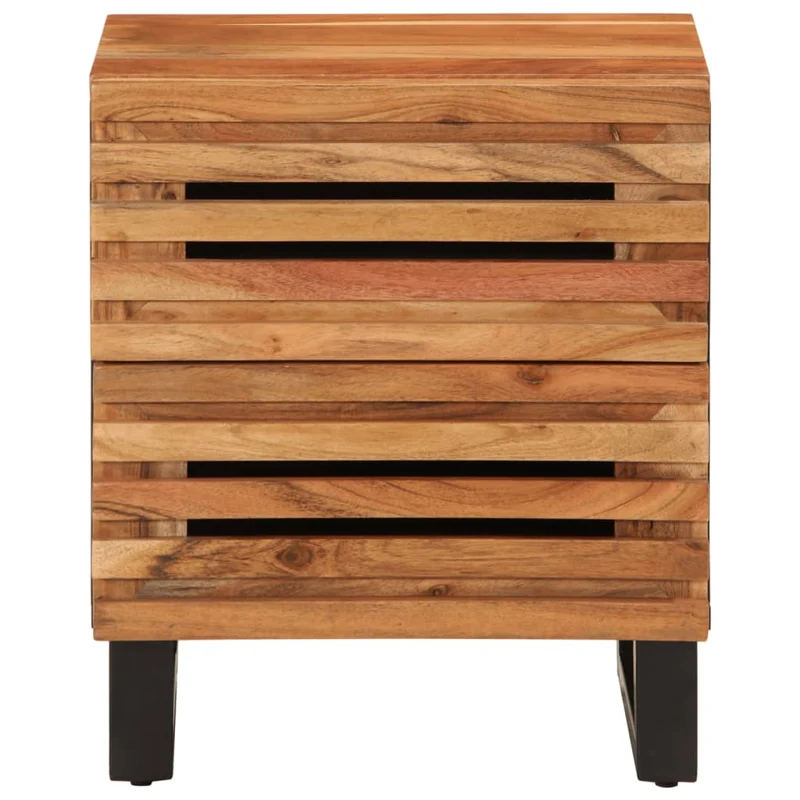 Lot de 2 tables de chevet avec tiroirs 40 x 34 x 46 cm bois d'acacia et fer DEC034792