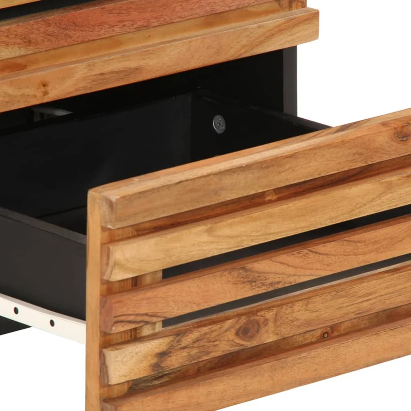 Lot de 2 tables de chevet avec tiroirs 40 x 34 x 46 cm bois d'acacia et fer DEC034792