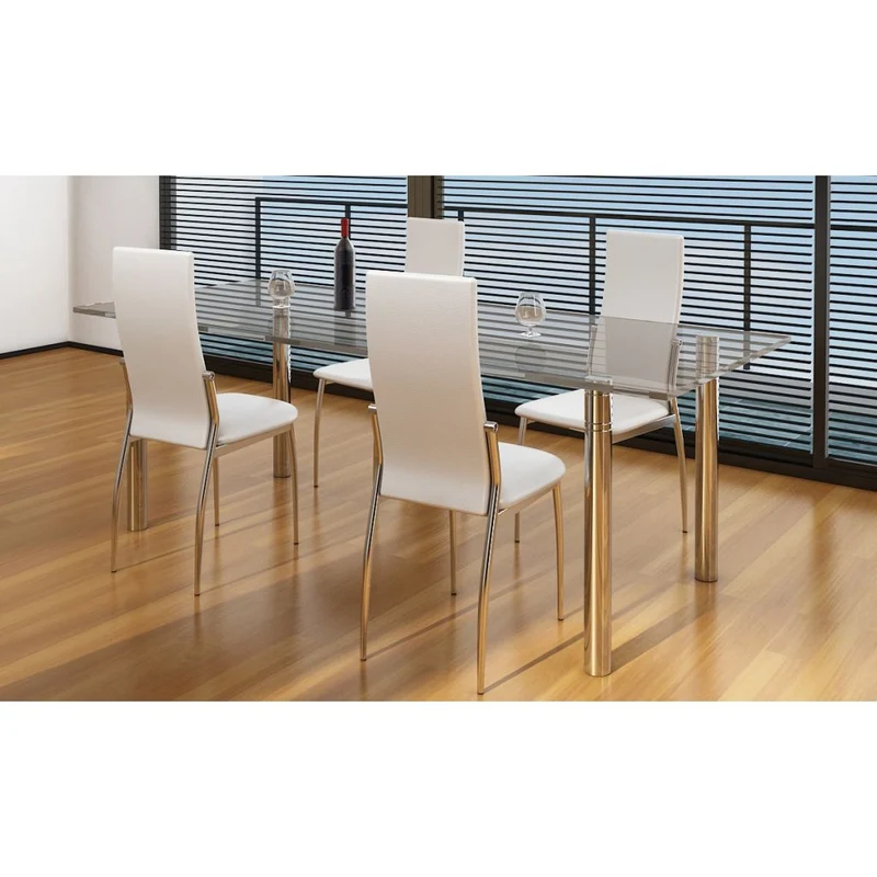 Lot de 4 chaises de salle à manger cuisine design classique en synthétique blanc CDS021265