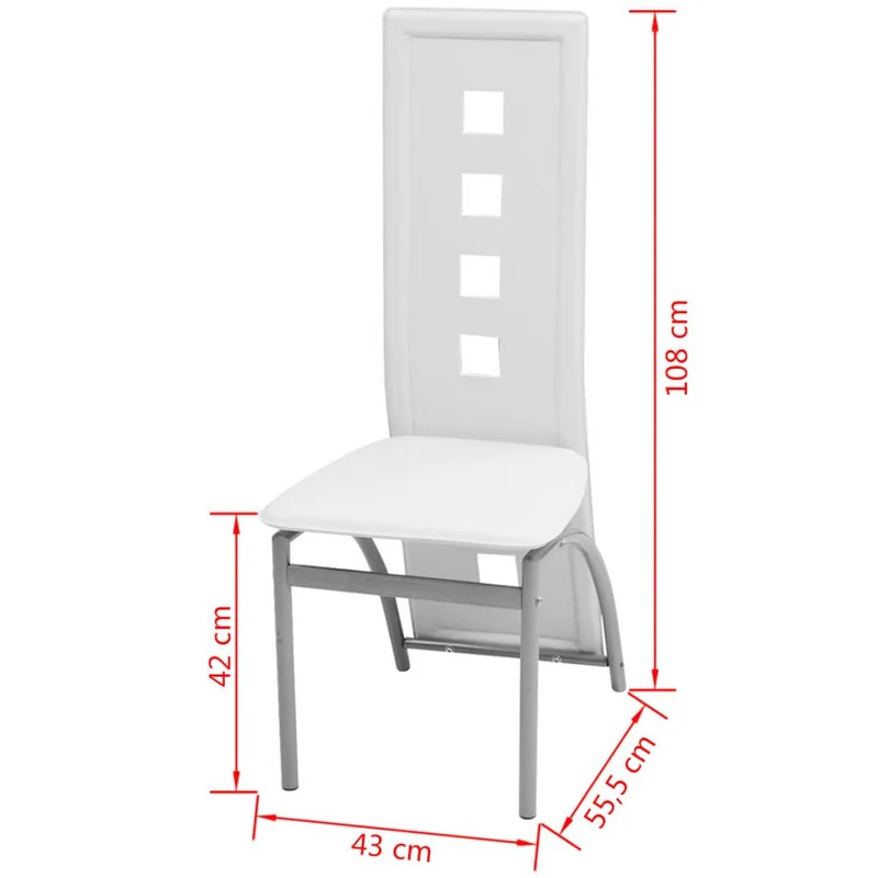 Lot de 6 chaises de salle à manger cuisine style moderne en synthétique blanc CDS022177