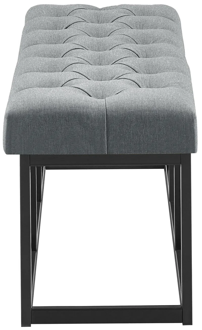 Banc d'entrée en tissu gris foncé boutons décoratifs avec structure en métal noir 100 x 38 x 46 cm 10_0008784