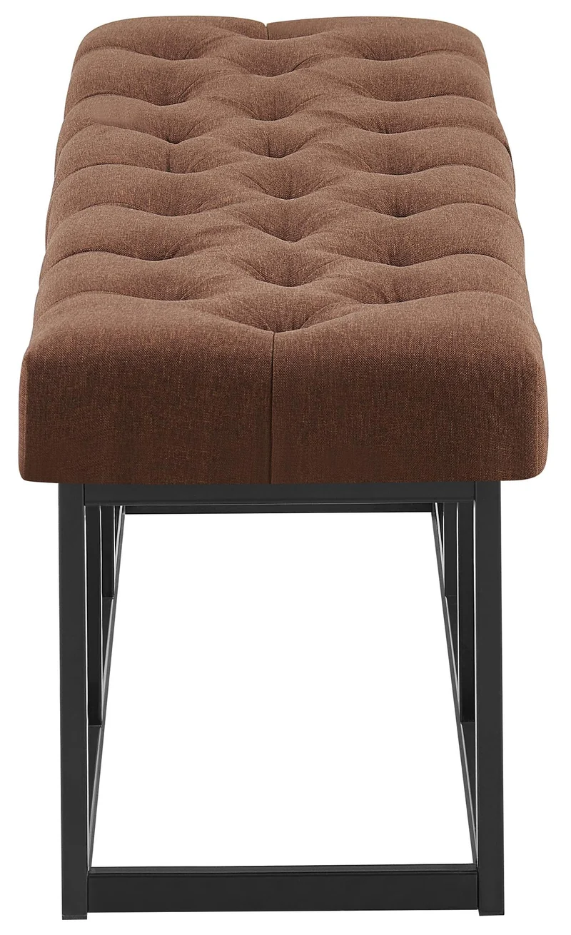 Banc d'entrée en tissu marron boutons décoratifs avec structure en métal noir 120 x 38 x 46 cm 10_0008727