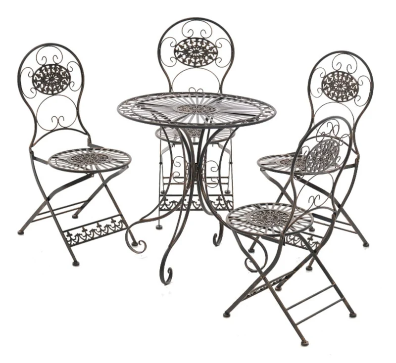 Lot de 2 chaises de jardin pliantes en fer bronze 43 x 50 x 91,5 cm 10_0008106