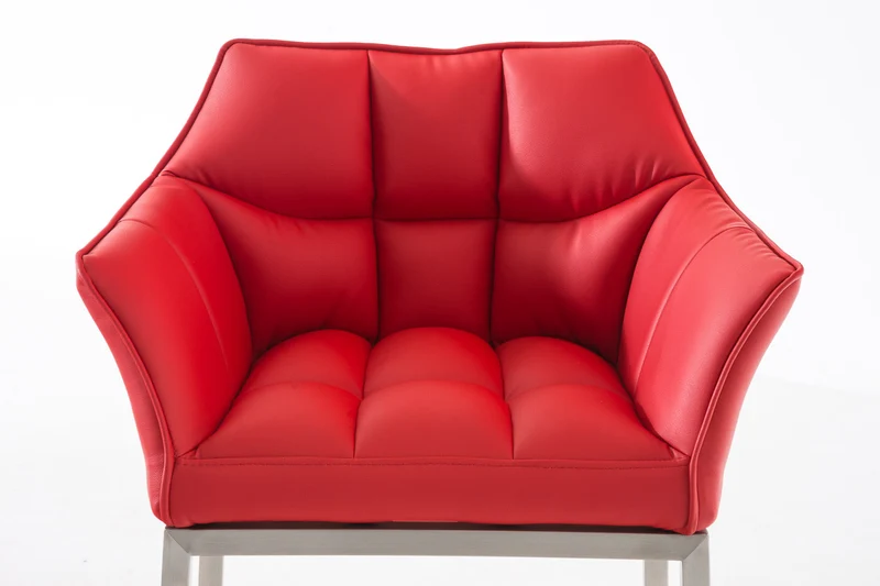Tabouret de bar x1 en similicuir rouge avec structure en métal finition acier inoxydable hauteur d'assise 83 cm 10_0000987