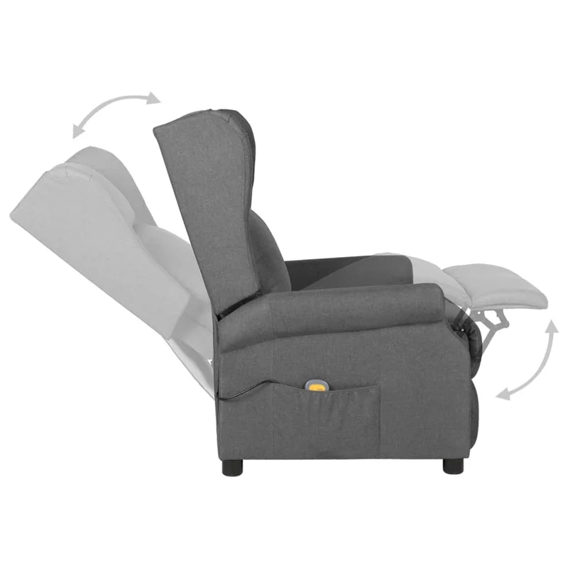 Fauteuil de relaxation avec fonction massage inclinaison manuelle en tissu gris clair DEC029200