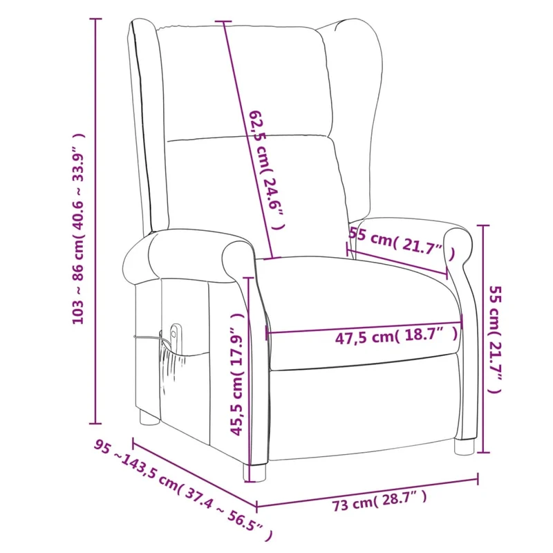 Fauteuil de relaxation avec fonction massage inclinaison manuelle en tissu gris clair DEC029200