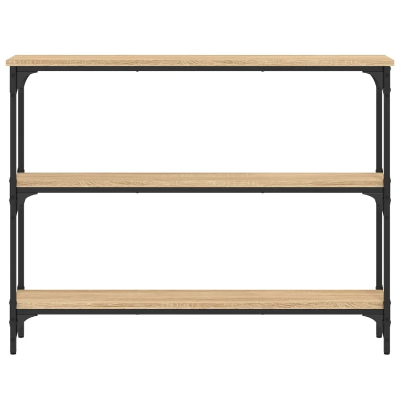 Meuble d'entrée table console design élégant avec étagères 100 x 22,5 x 75 cm bois d'ingénierie et métal DEC031897