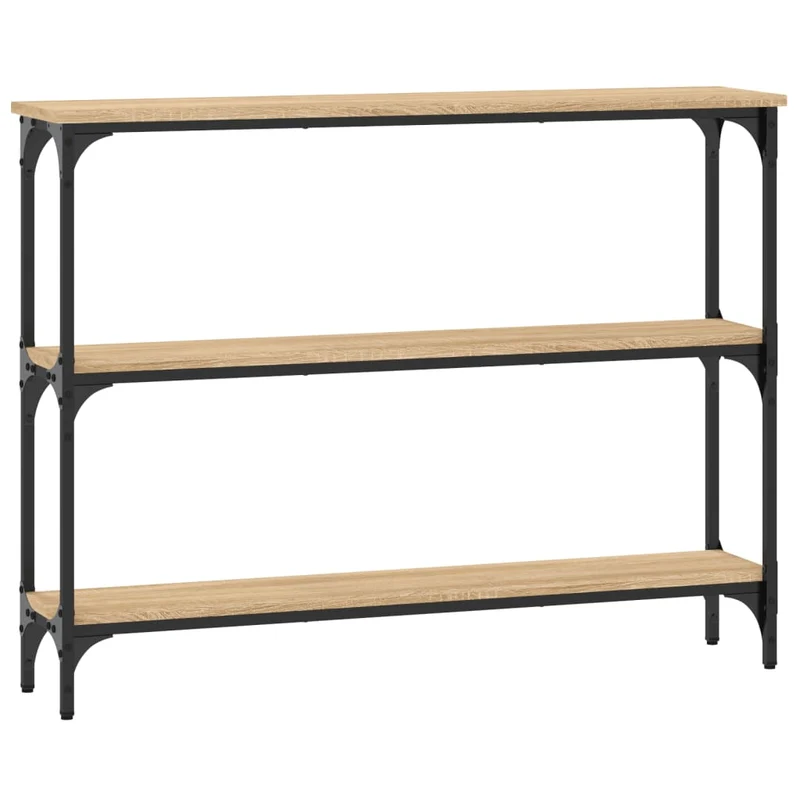 Meuble d'entrée table console design élégant avec étagères 100 x 22,5 x 75 cm bois d'ingénierie et métal DEC031897