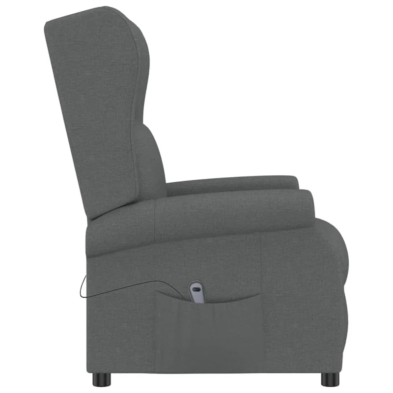 Fauteuil relax TV avec rebord latéral très confortable en tissu gris foncé DEC028617