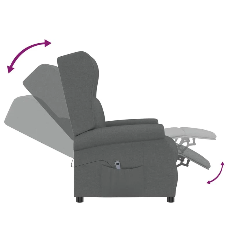 Fauteuil relax TV avec rebord latéral très confortable en tissu gris foncé DEC028617