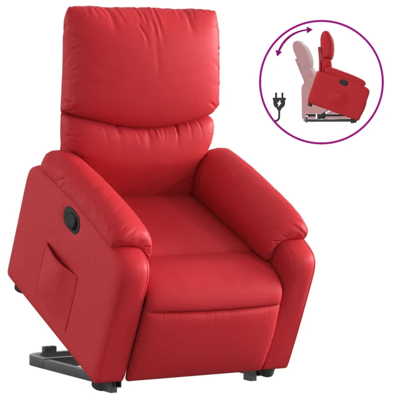 Fauteuil relax TV rembourrage confortable fonction de levage électrique en PVC rouge DEC028170
