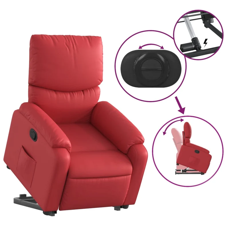 Fauteuil relax TV rembourrage confortable fonction de levage électrique en PVC rouge DEC028170