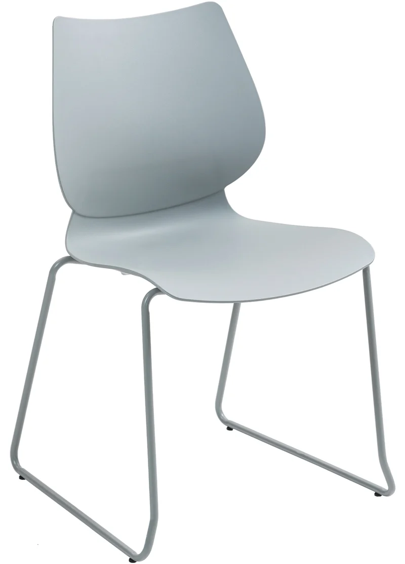Lot de 2 chaises visiteur conférence bureau salle à manger empilable en plastique gris et métal 10_0007397