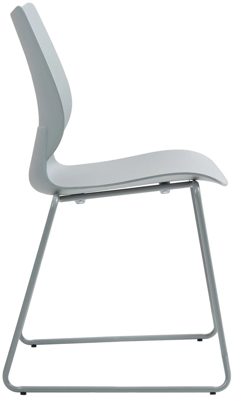 Lot de 2 chaises visiteur conférence bureau salle à manger empilable en plastique gris et métal 10_0007397