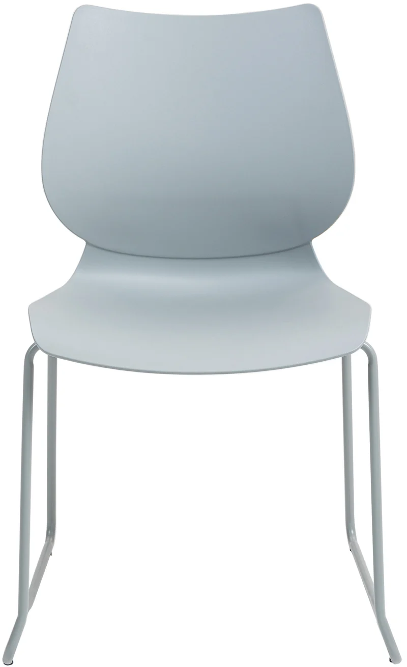 Lot de 2 chaises visiteur conférence bureau salle à manger empilable en plastique gris et métal 10_0007397
