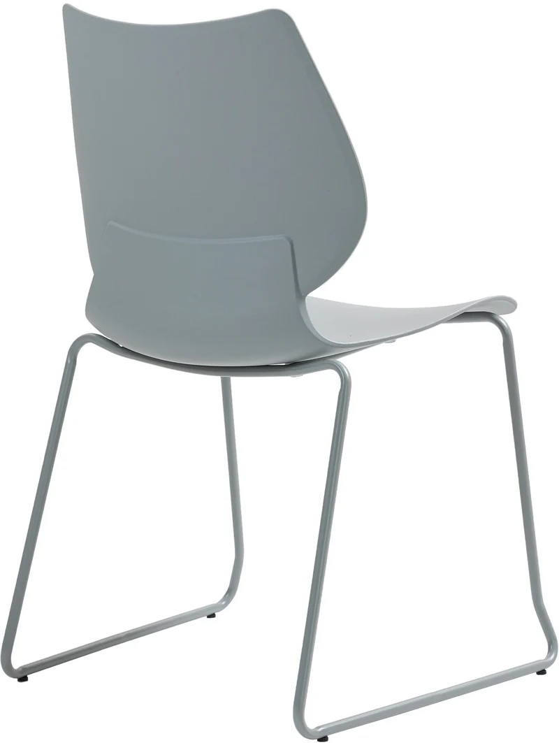 Lot de 2 chaises visiteur conférence bureau salle à manger empilable en plastique gris et métal 10_0007397