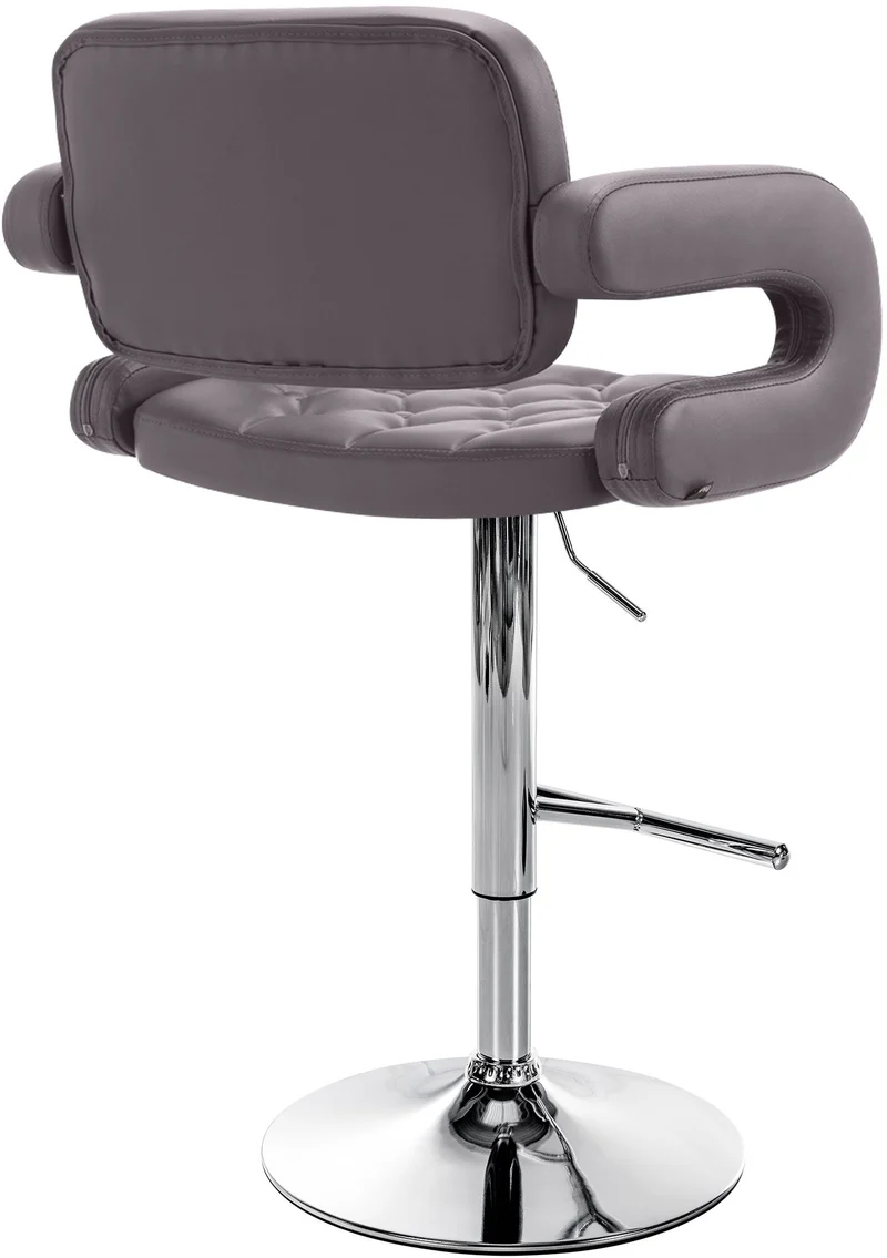 Tabouret de bar x1 avec repose-pied et accoudoirs capitonné en PVC marron support en métal chromé 10_0004790