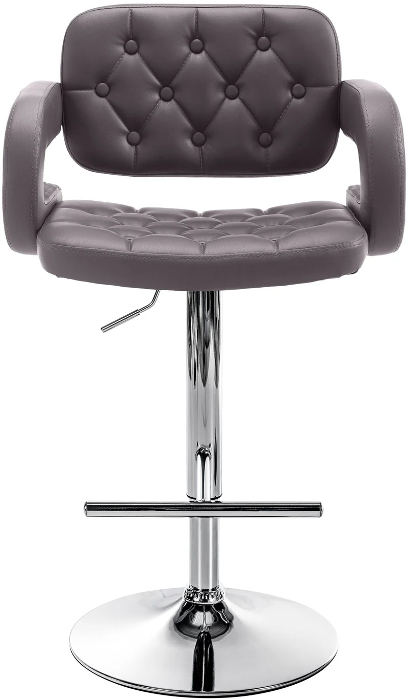Tabouret de bar x1 avec repose-pied et accoudoirs capitonné en PVC marron support en métal chromé 10_0004790