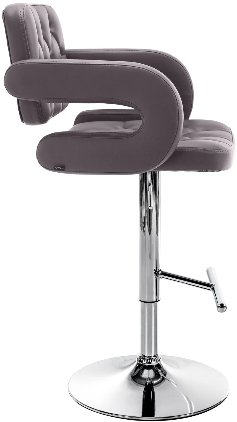 Tabouret de bar x1 avec repose-pied et accoudoirs capitonné en PVC marron support en métal chromé 10_0004790
