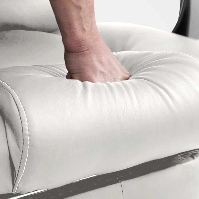 Fauteuil de bureau avec fonction massage repose-pieds dossier inclinable en PVC blanc 10_0002582