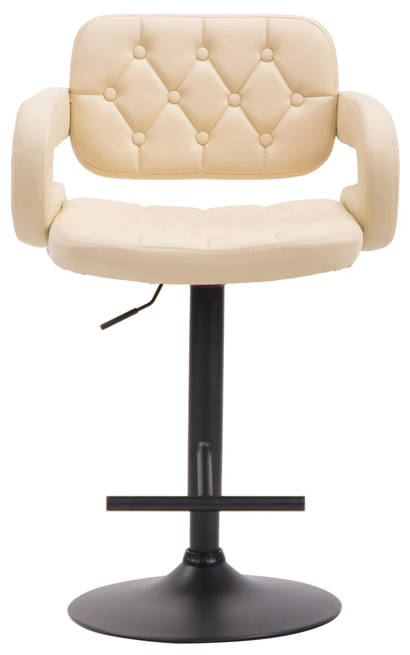 Tabouret de bar capitonné en synthétique crème accoudoirs repose-pieds métal design moderne TDB10505