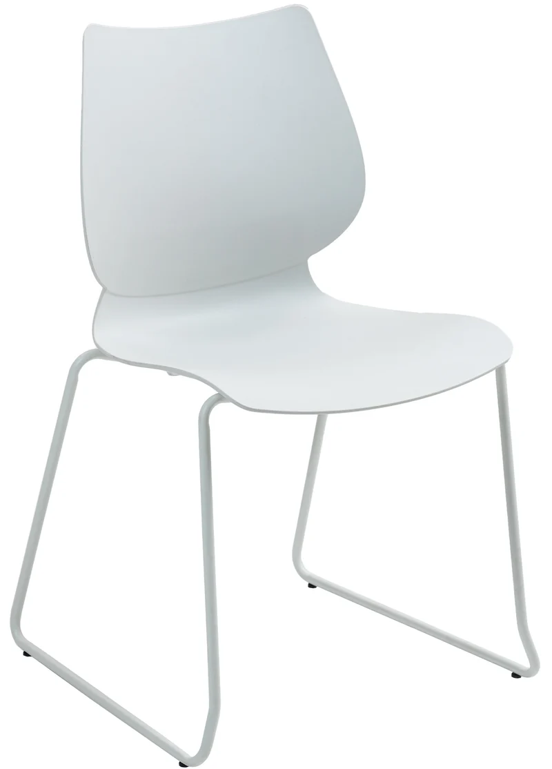 Lot de 2 chaises visiteur conférence bureau salle à manger empilable en plastique blanc et métal 10_0007348