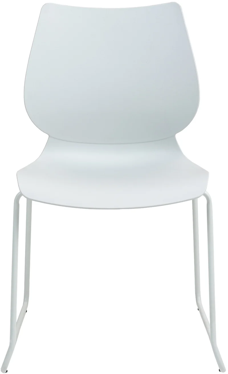 Lot de 2 chaises visiteur conférence bureau salle à manger empilable en plastique blanc et métal 10_0007348