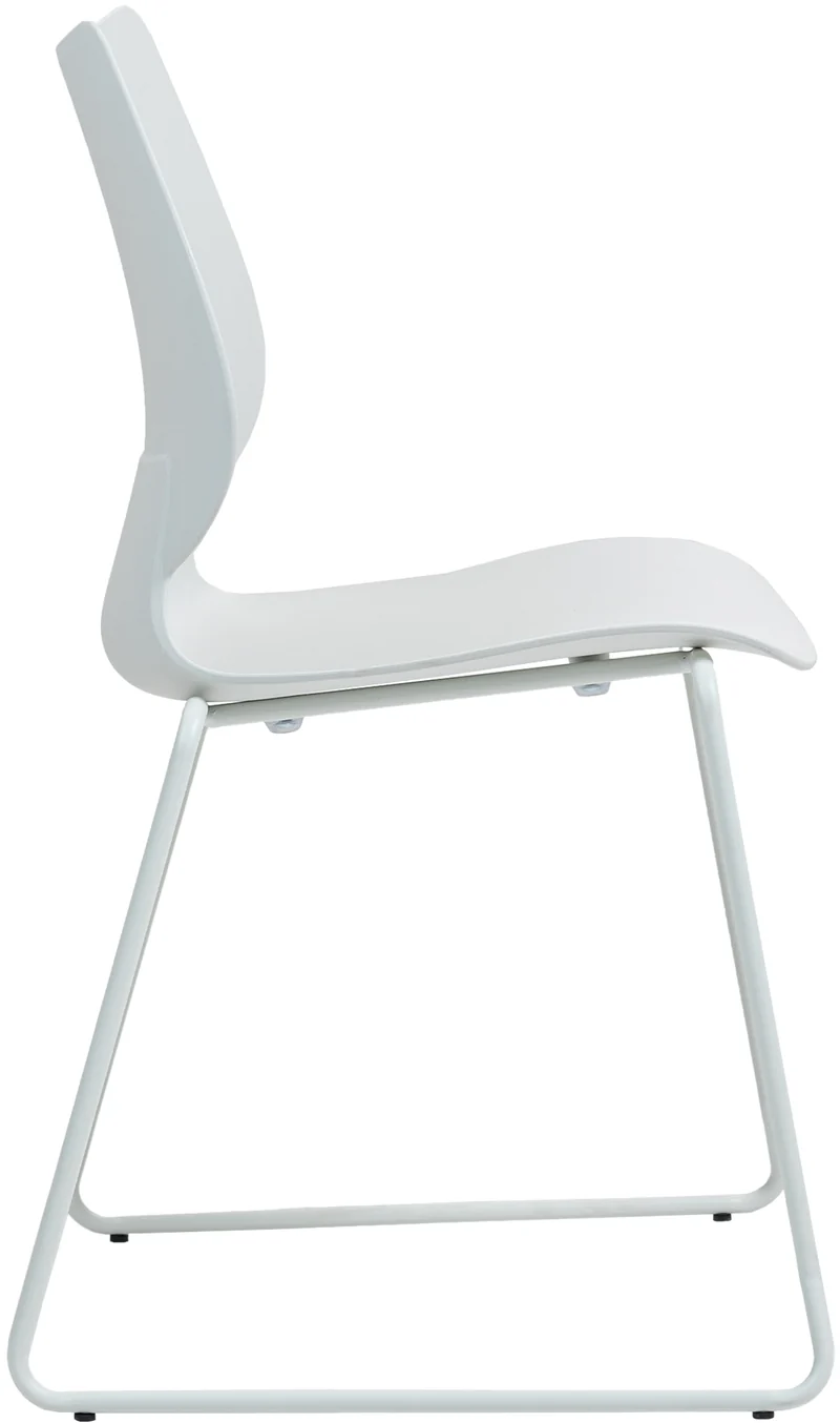 Lot de 2 chaises visiteur conférence bureau salle à manger empilable en plastique blanc et métal 10_0007348