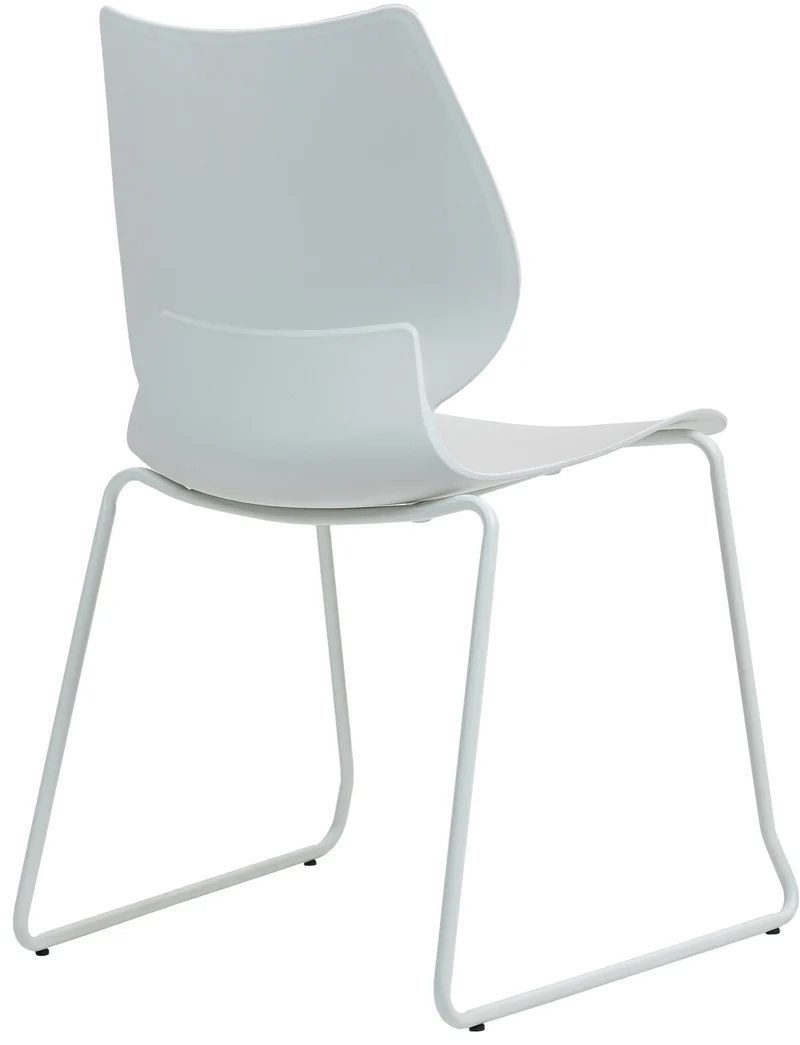 Lot de 2 chaises visiteur conférence bureau salle à manger empilable en plastique blanc et métal 10_0007348