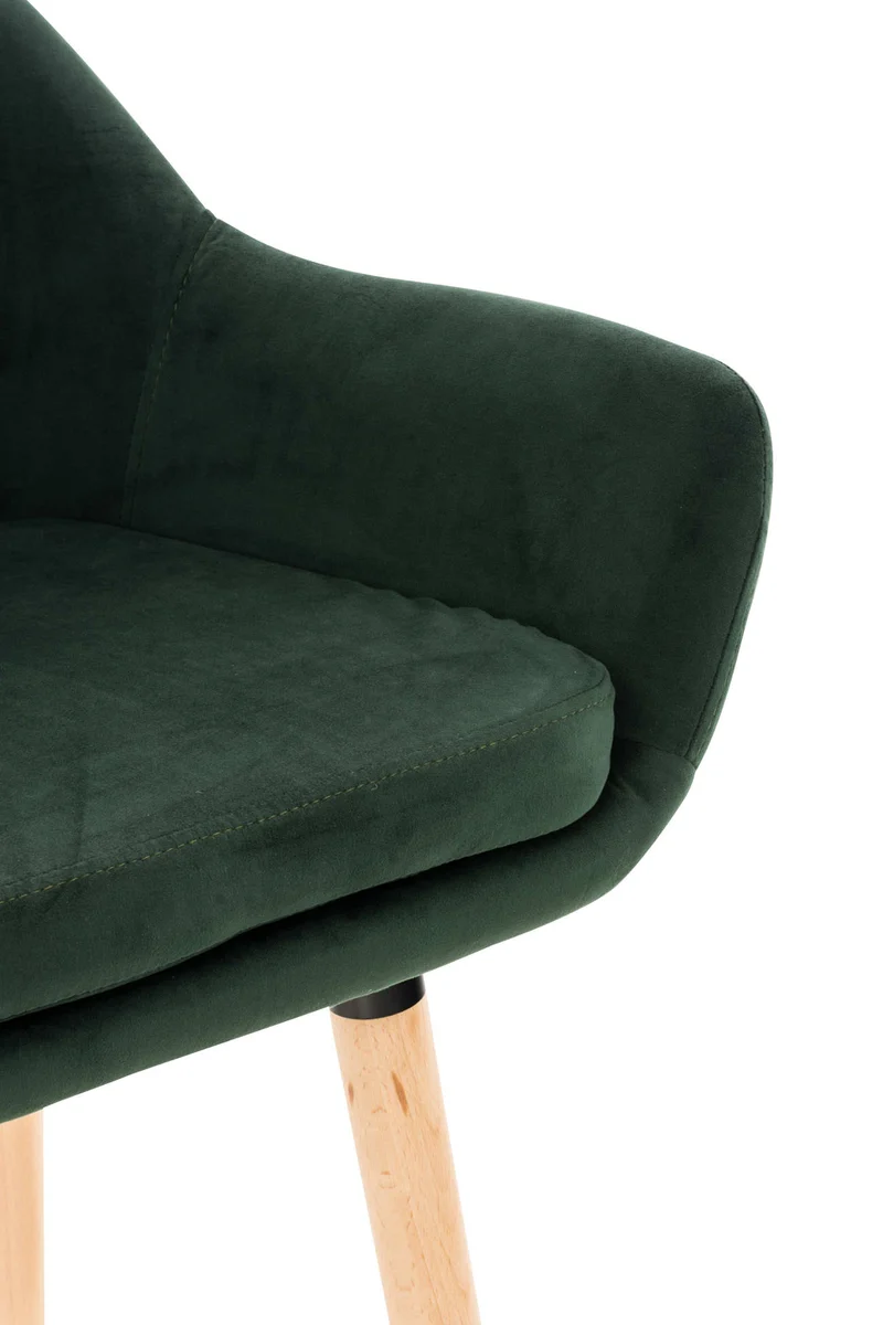 Tabouret de bar lounge x1 design scandinave assise en velours vert pieds en bois repose-pieds en métal 10_0004911