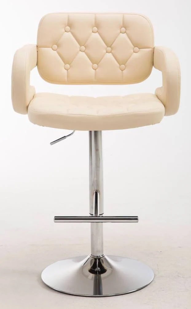Lot de 2 tabourets de bar capitonné en synthétique crème accoudoirs repose-pieds design moderne TDB10494