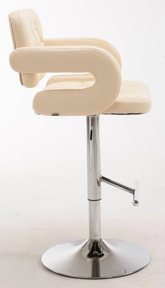 Lot de 2 tabourets de bar capitonné en synthétique crème accoudoirs repose-pieds design moderne TDB10494