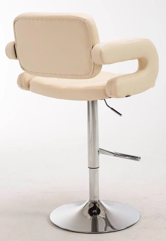 Lot de 2 tabourets de bar capitonné en synthétique crème accoudoirs repose-pieds design moderne TDB10494