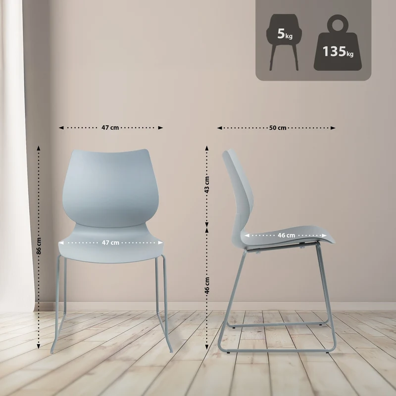 Chaise grise au design épuré – Style contemporain plastique gris cadre métal gris 10_0008267