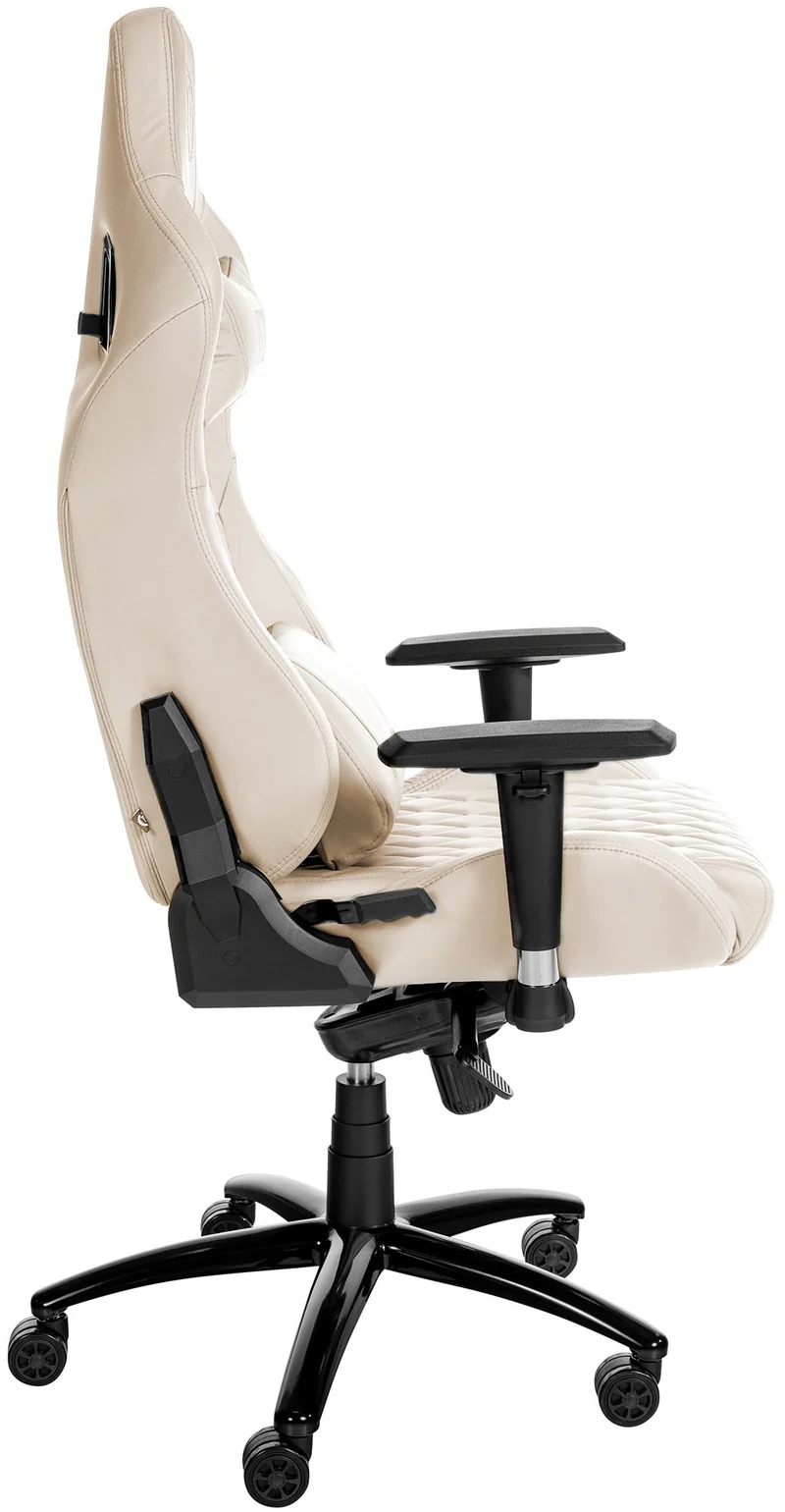 Fauteuil de bureau sur roulettes mécanisme à bascule coussin lombaire en cuir véritable crème cadre métal 10_0007085
