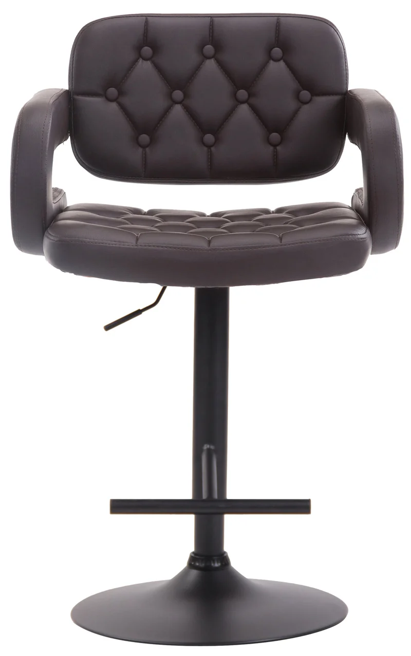 Tabouret de bar capitonné en synthétique marron accoudoirs repose-pieds métal design moderne TDB10503