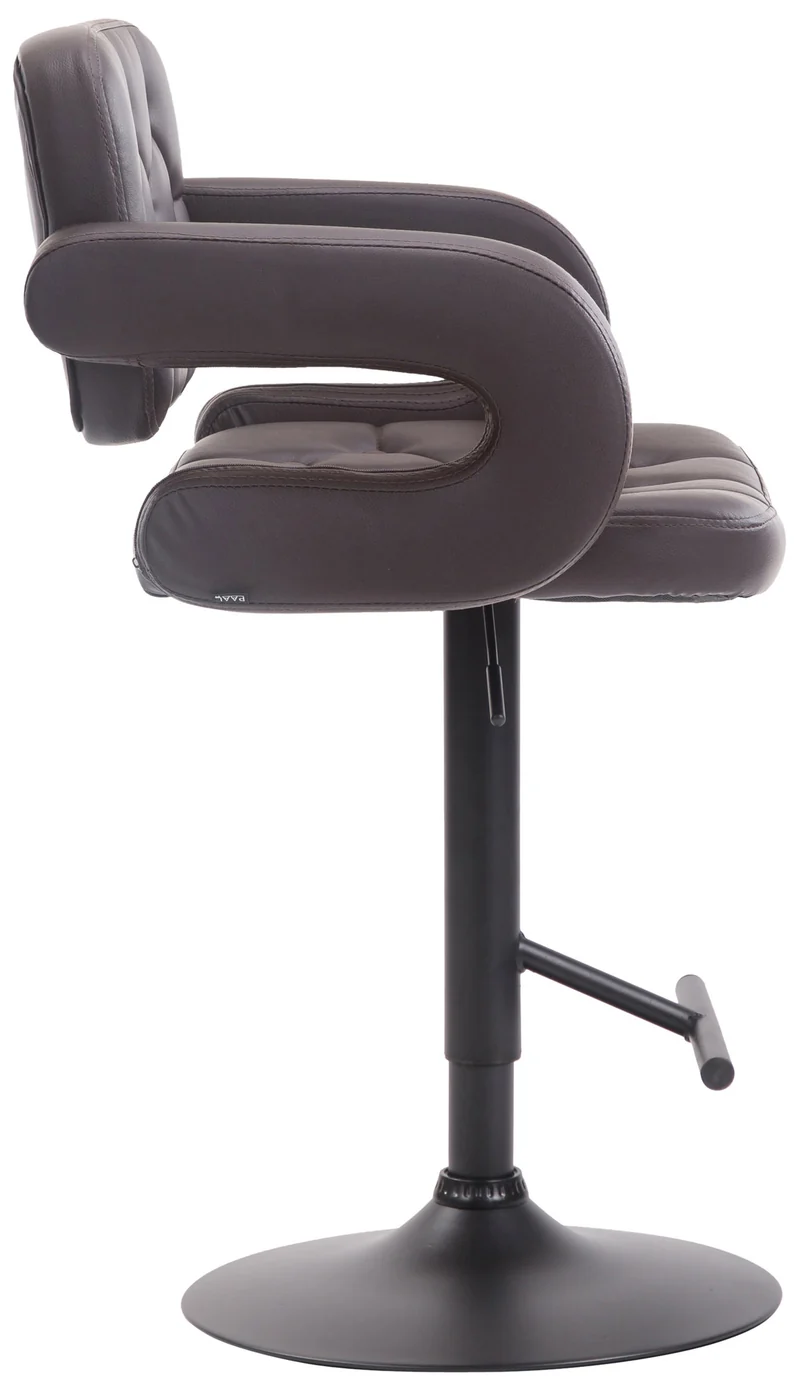 Tabouret de bar capitonné en synthétique marron accoudoirs repose-pieds métal design moderne TDB10503