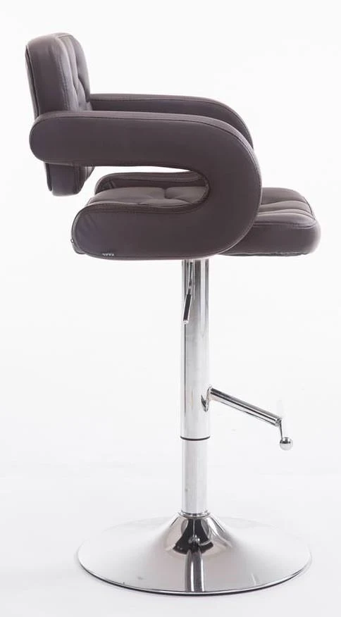 Lot de 2 tabourets de bar capitonné en synthétique marron accoudoirs repose-pieds design moderne TDB10493