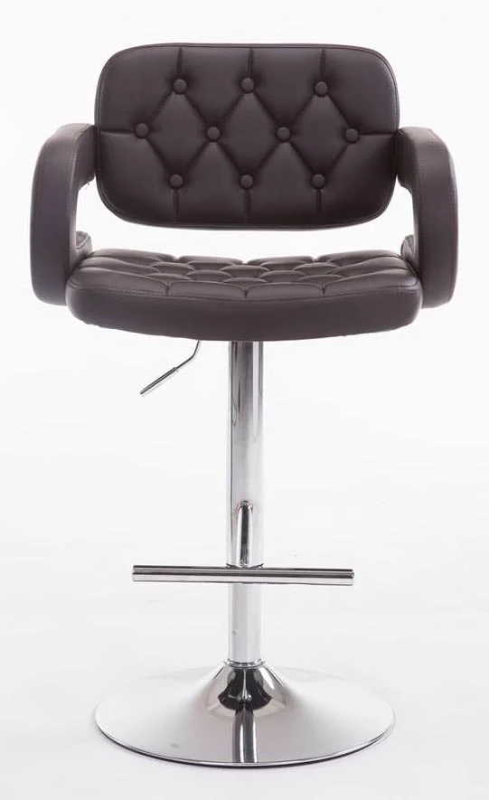 Lot de 2 tabourets de bar capitonné en synthétique marron accoudoirs repose-pieds design moderne TDB10493