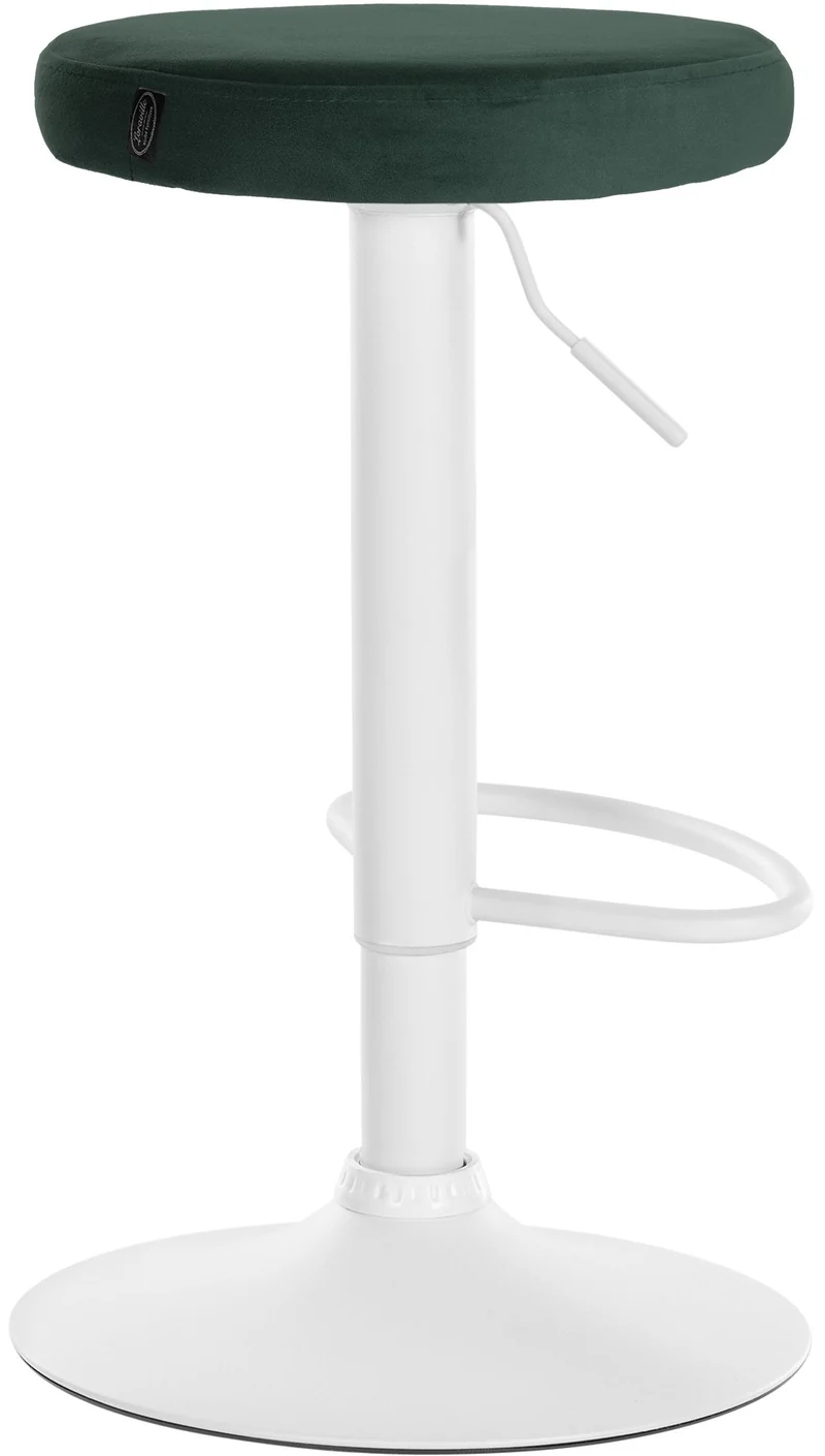 Lot de 2 tabourets de bar avec assise en tissu velours vert et cadre métal blanc TDB10701