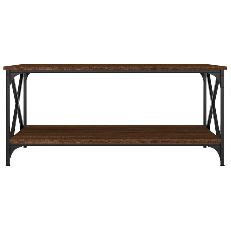 Table basse avec étagère design industriel 100 x 50 x 45 cm bois d'ingénierie marron et fer DEC038594